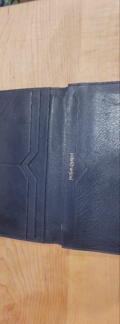 Yves Saint Laurent (YSL) Embossed Leather Wallet in Dark Navy - Picture 2 of 14